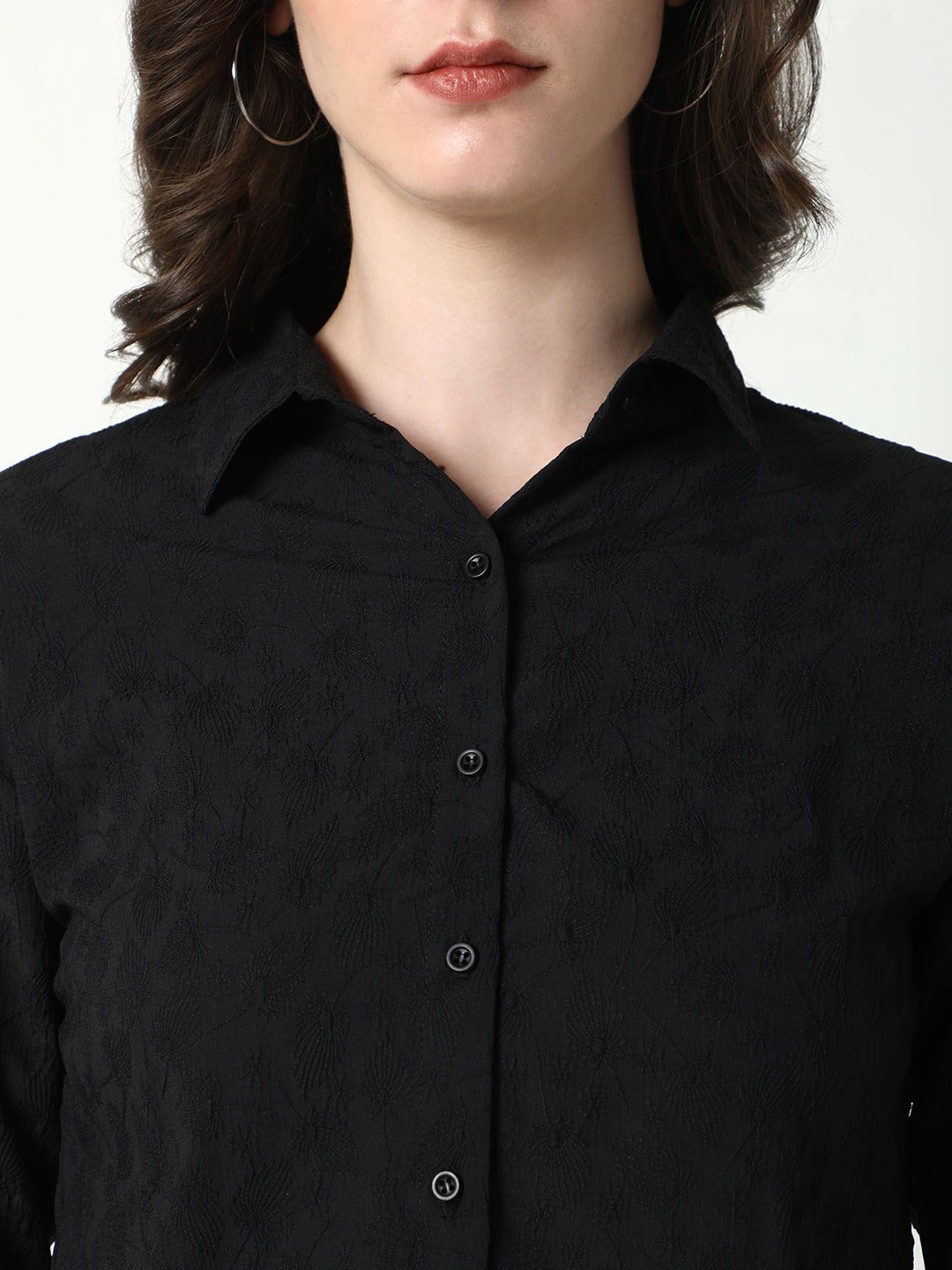 Women Black Textured Shirt