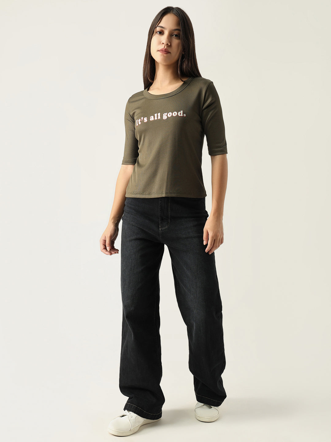 Women Solid Olive T Shirt