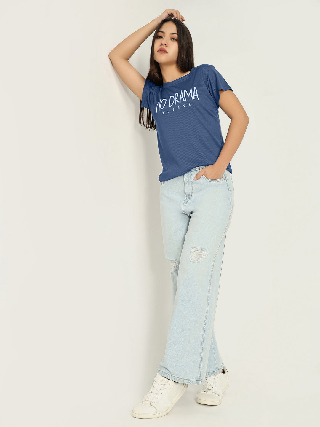 Women Graphic Blue T Shirt