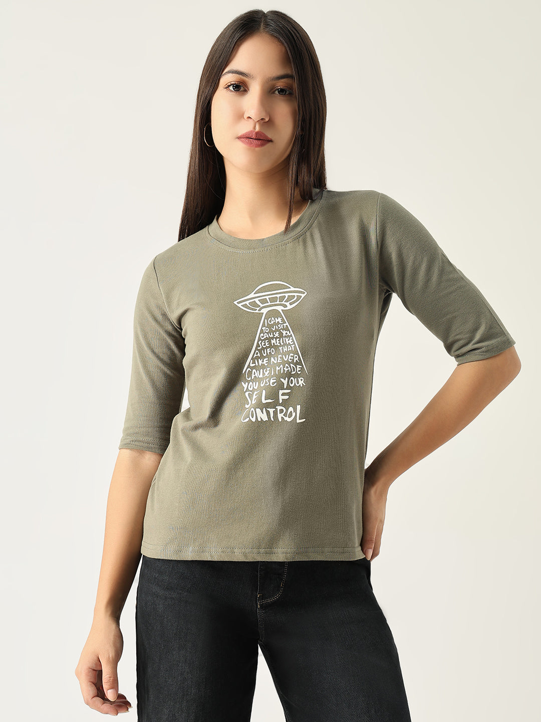 Women Graphic Olive T Shirt