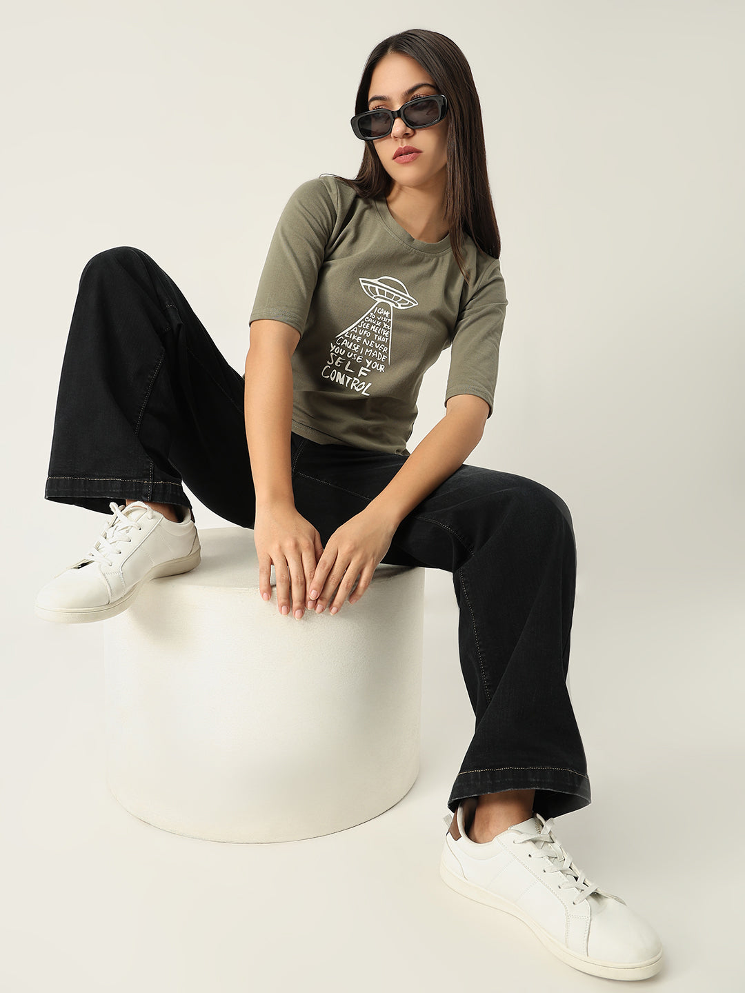 Women Graphic Olive T Shirt