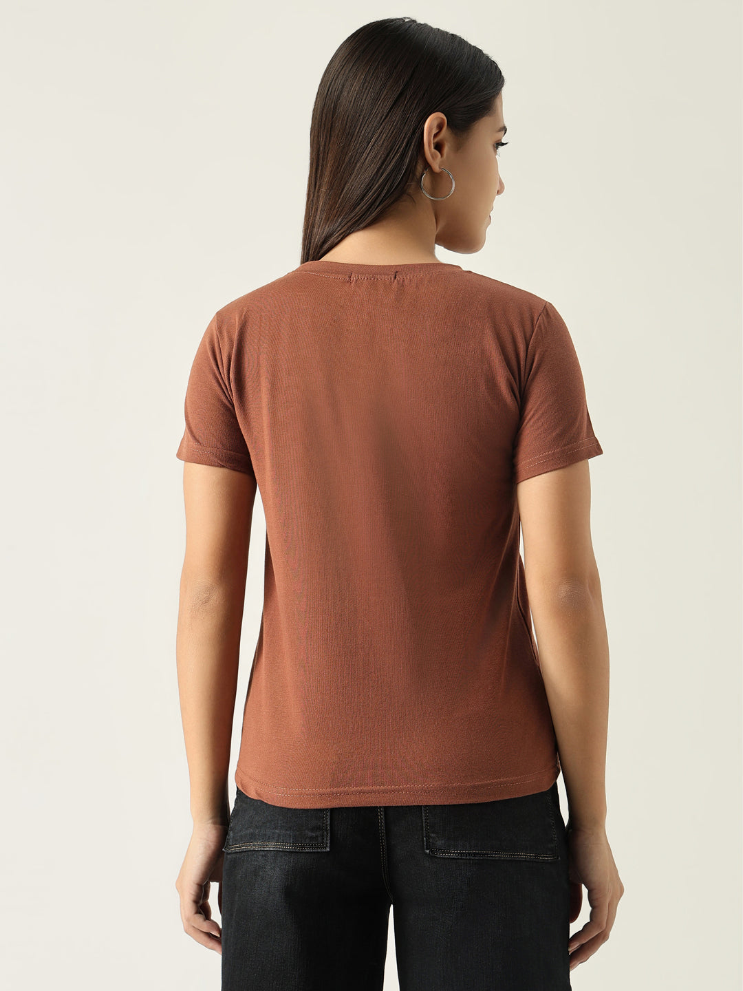 Women Graphic Brown T Shirt