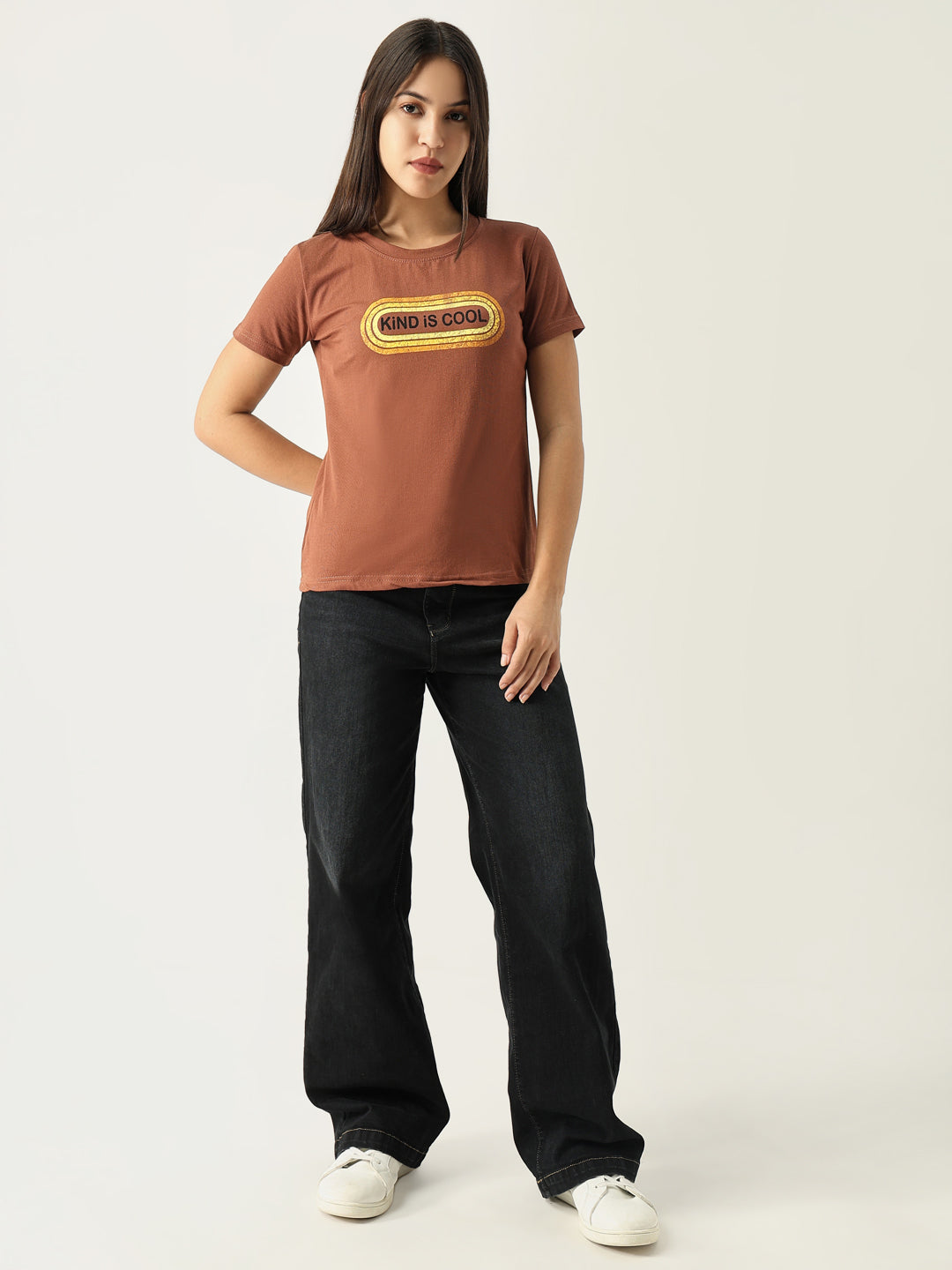 Women Graphic Brown T Shirt