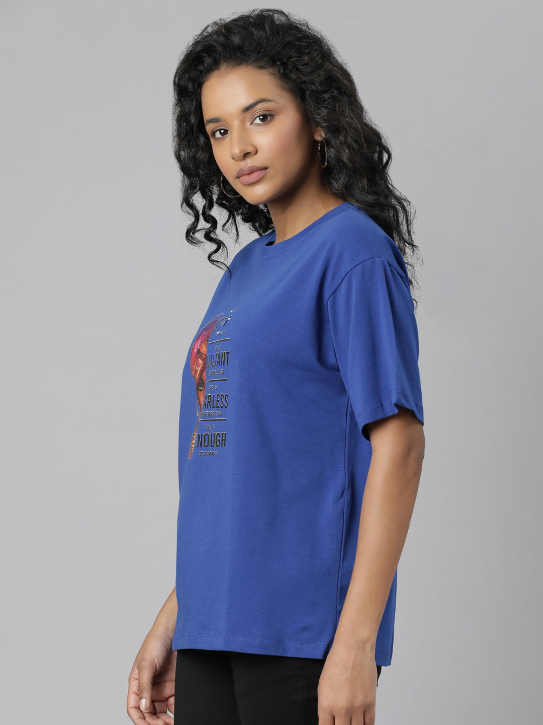 Women Blue Typography T Shirt