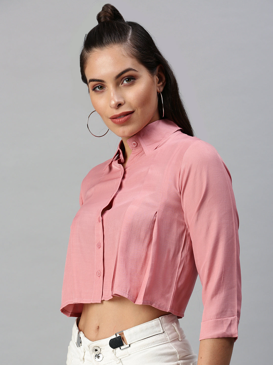 Women Collared Solid Mauve Shirts