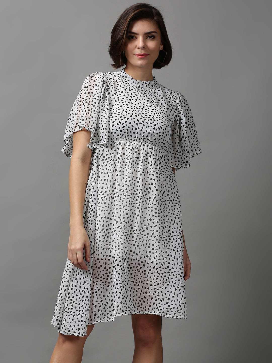 Women Printed Fit and Flare Off White Dress