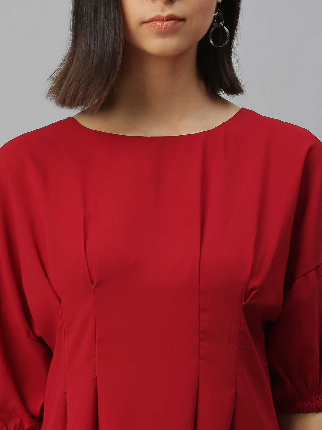 Women Solid A-Line Red Dress