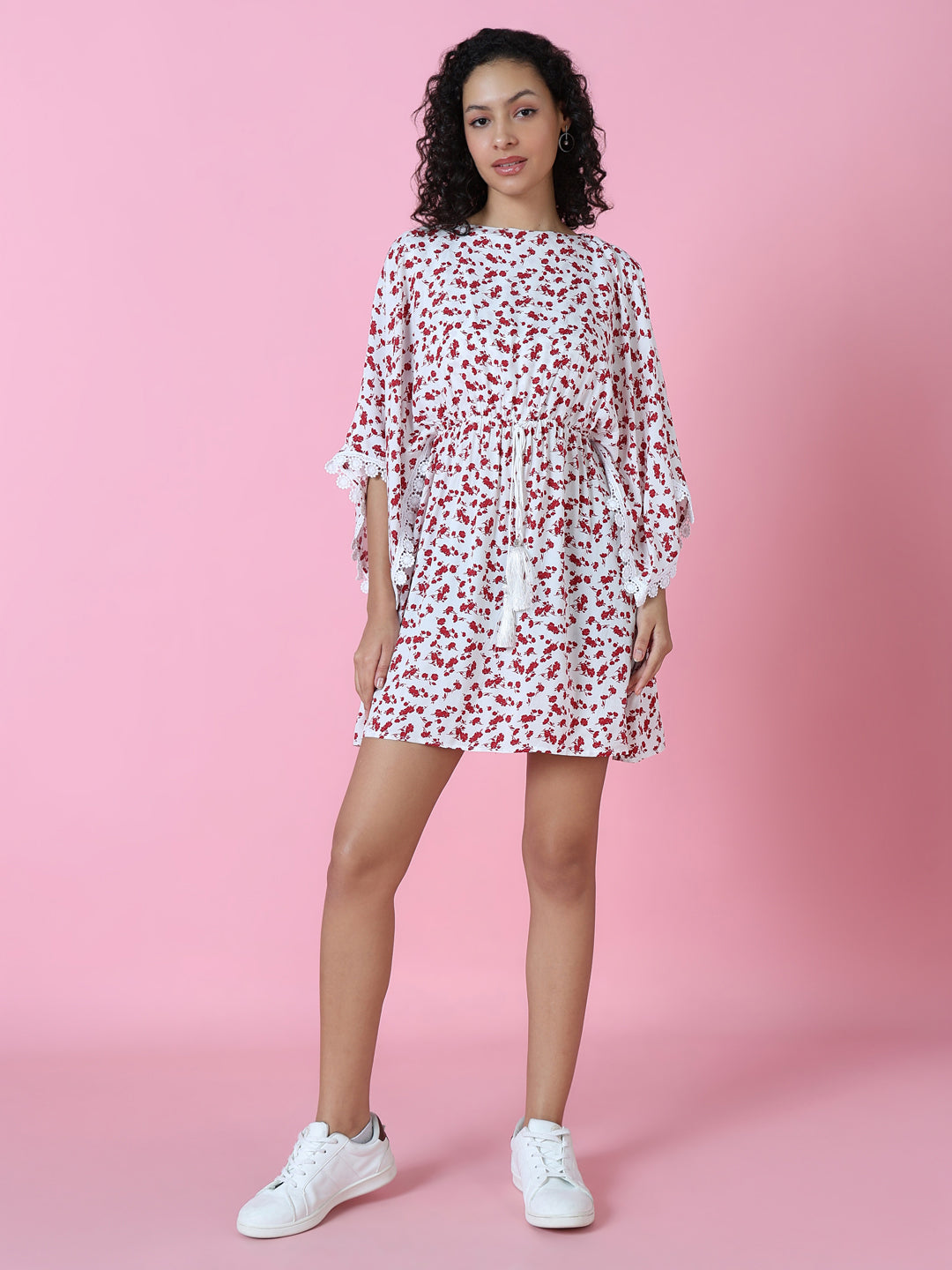 Women's White Floral Empire Dress