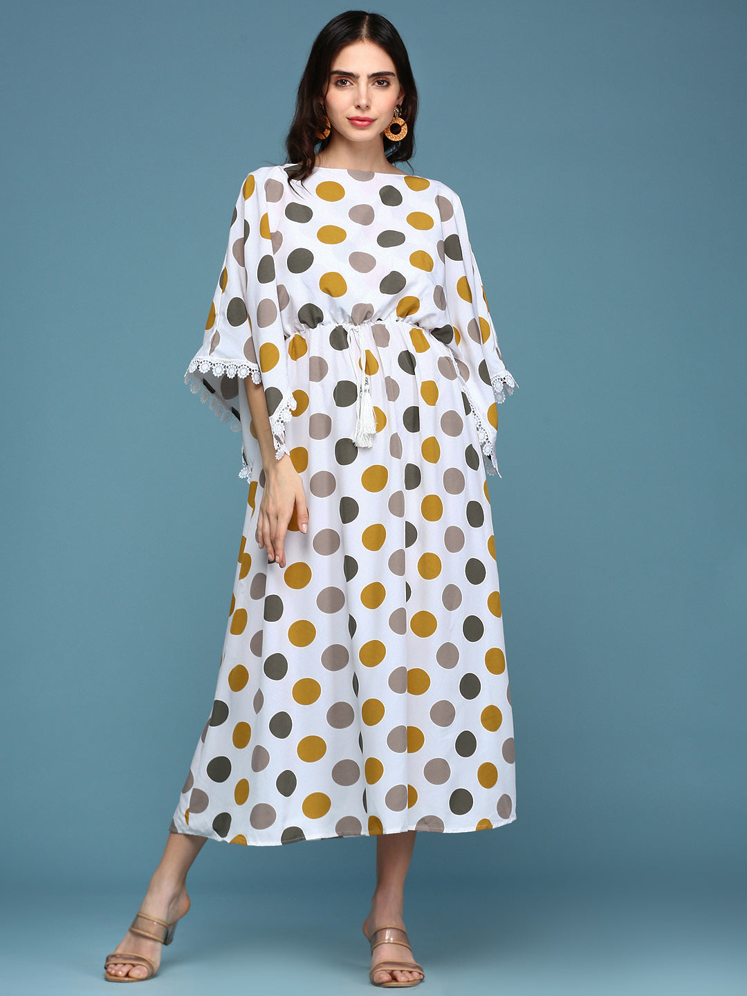 Women White Printed Kaftan Dress