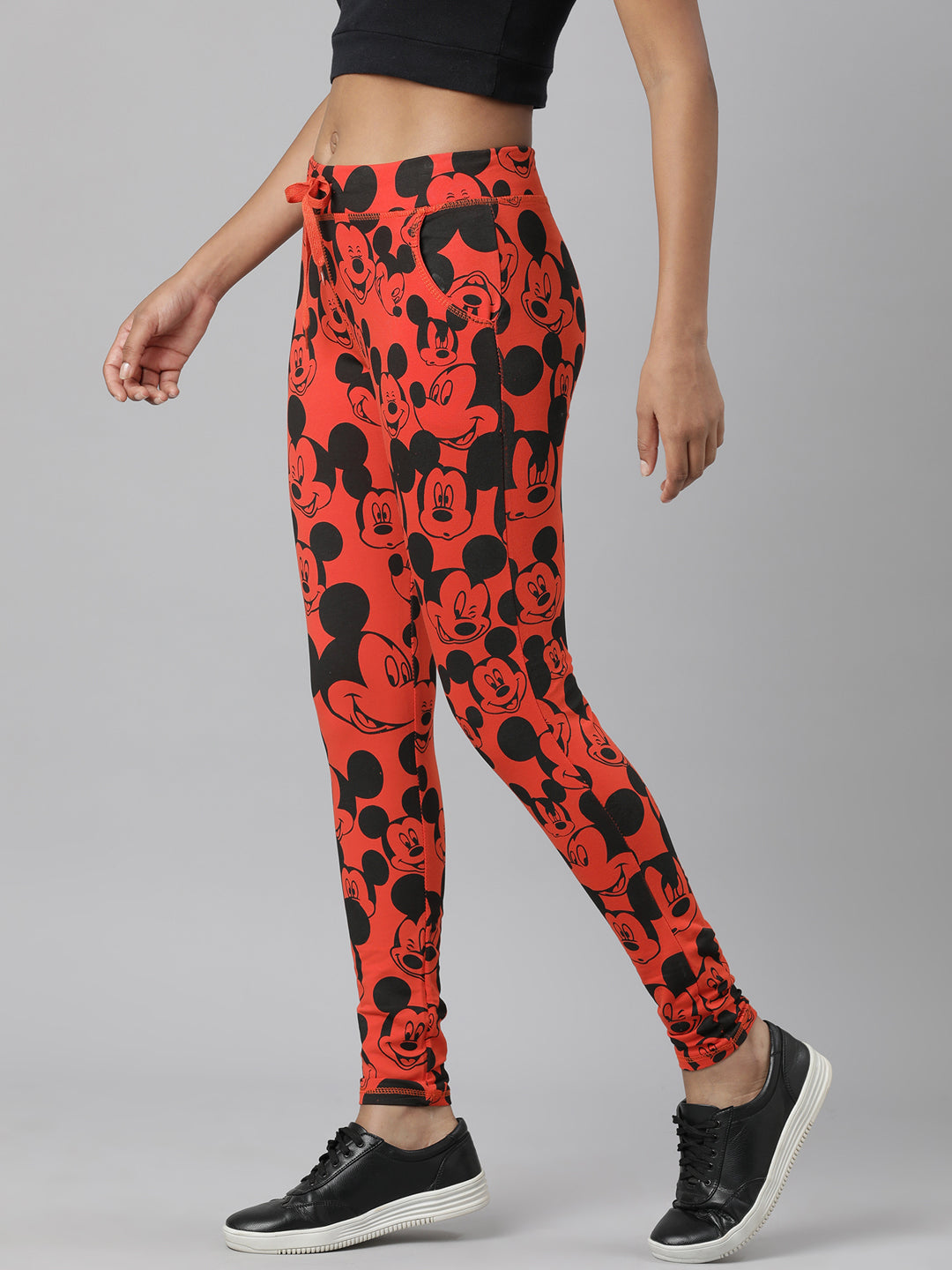 Women Red Cartoon Characters Trackapant