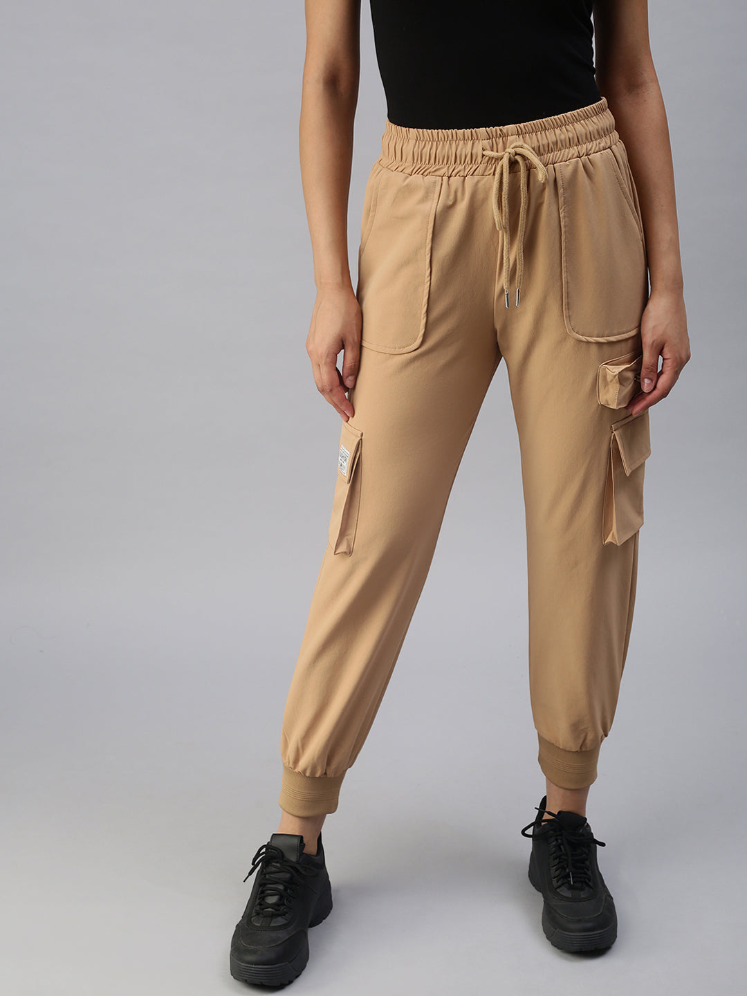 Women Solid Beige Trackpant