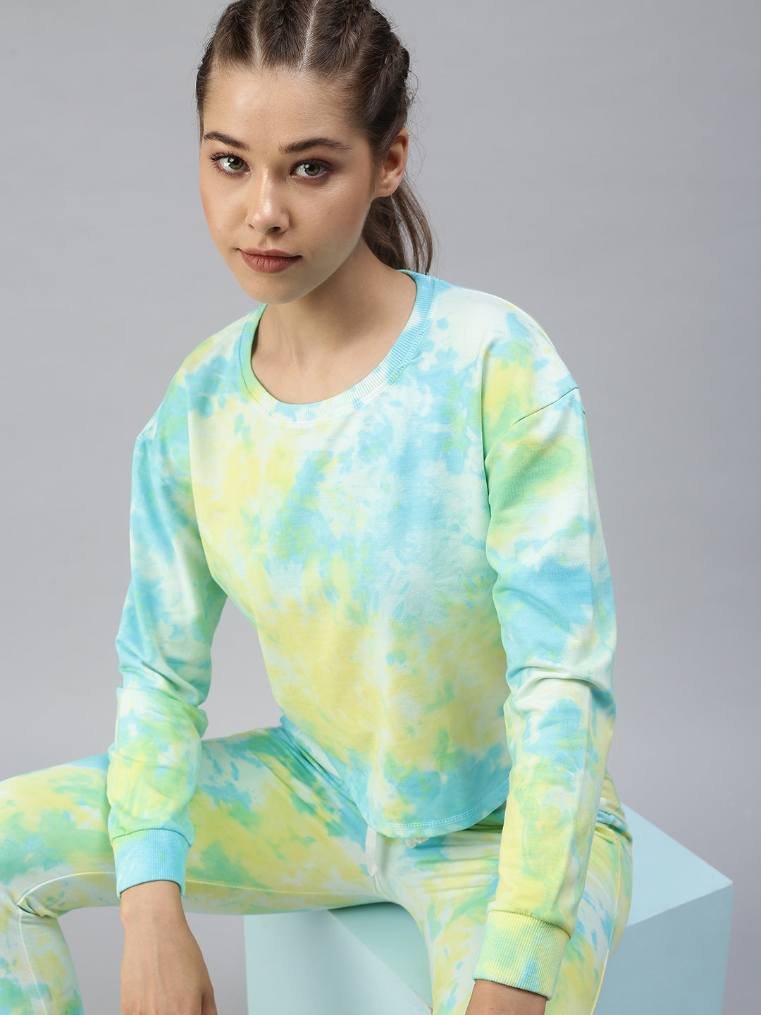 Women Tie and Dye Yellow Tracksuit