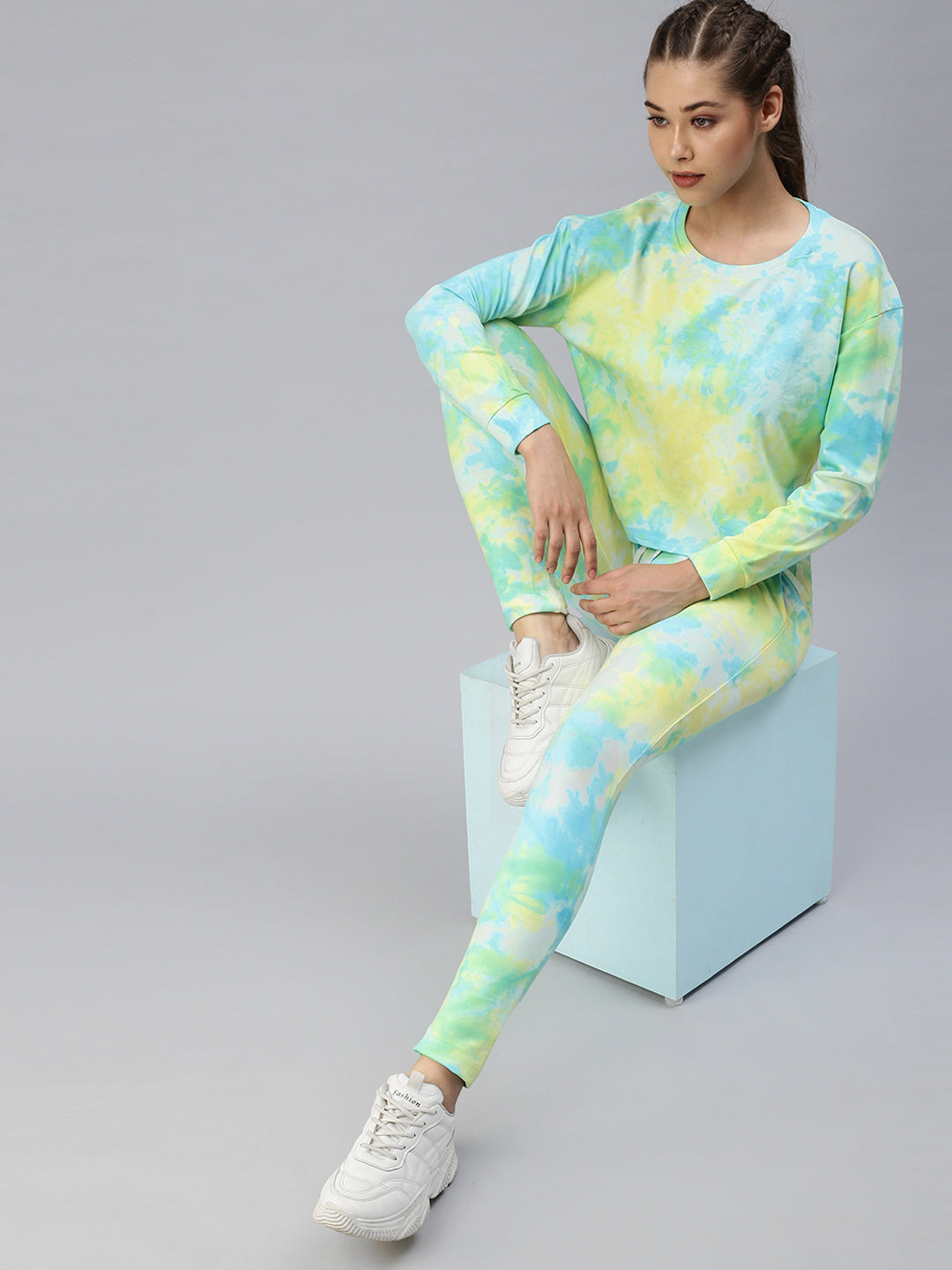 Women Tie and Dye Yellow Tracksuit