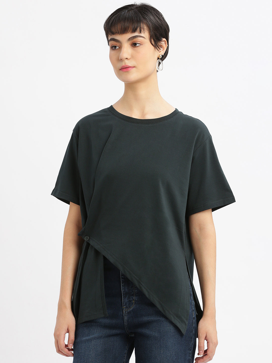 Women Solid Green Top