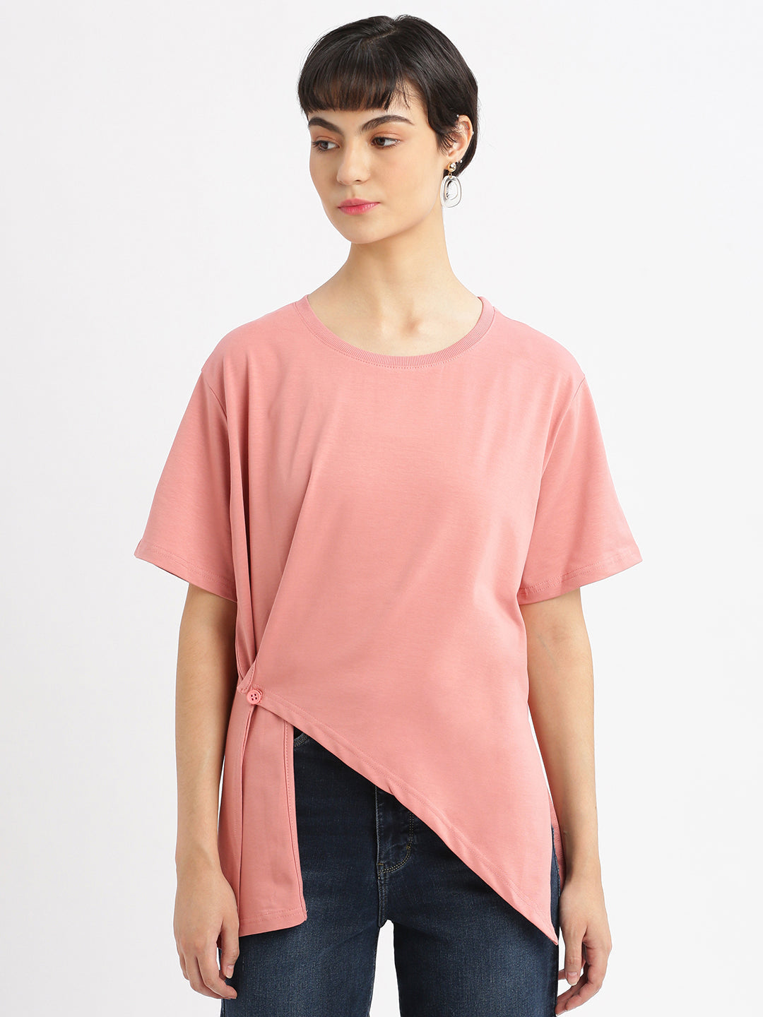 Women Solid Peach Top