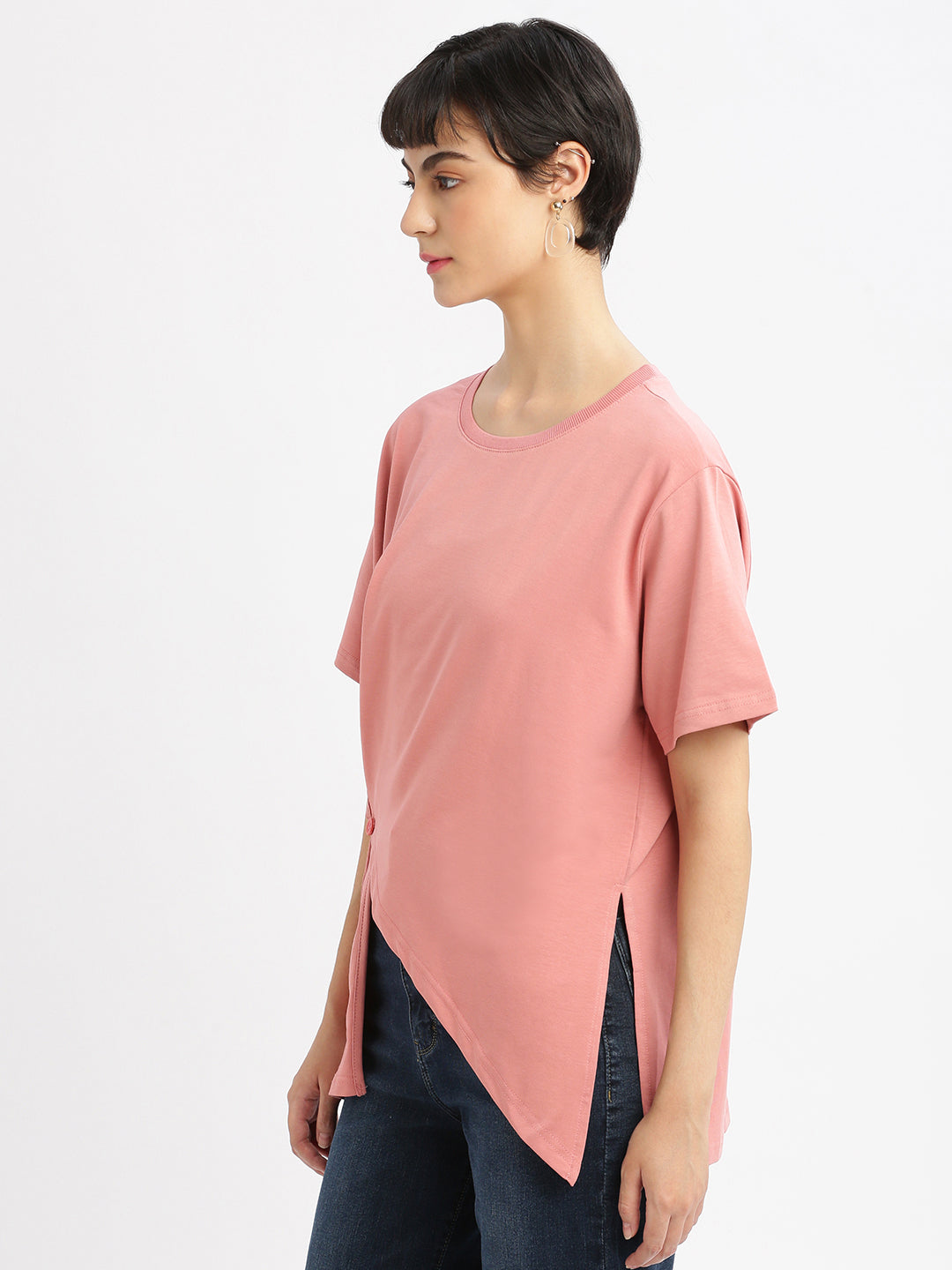 Women Solid Peach Top