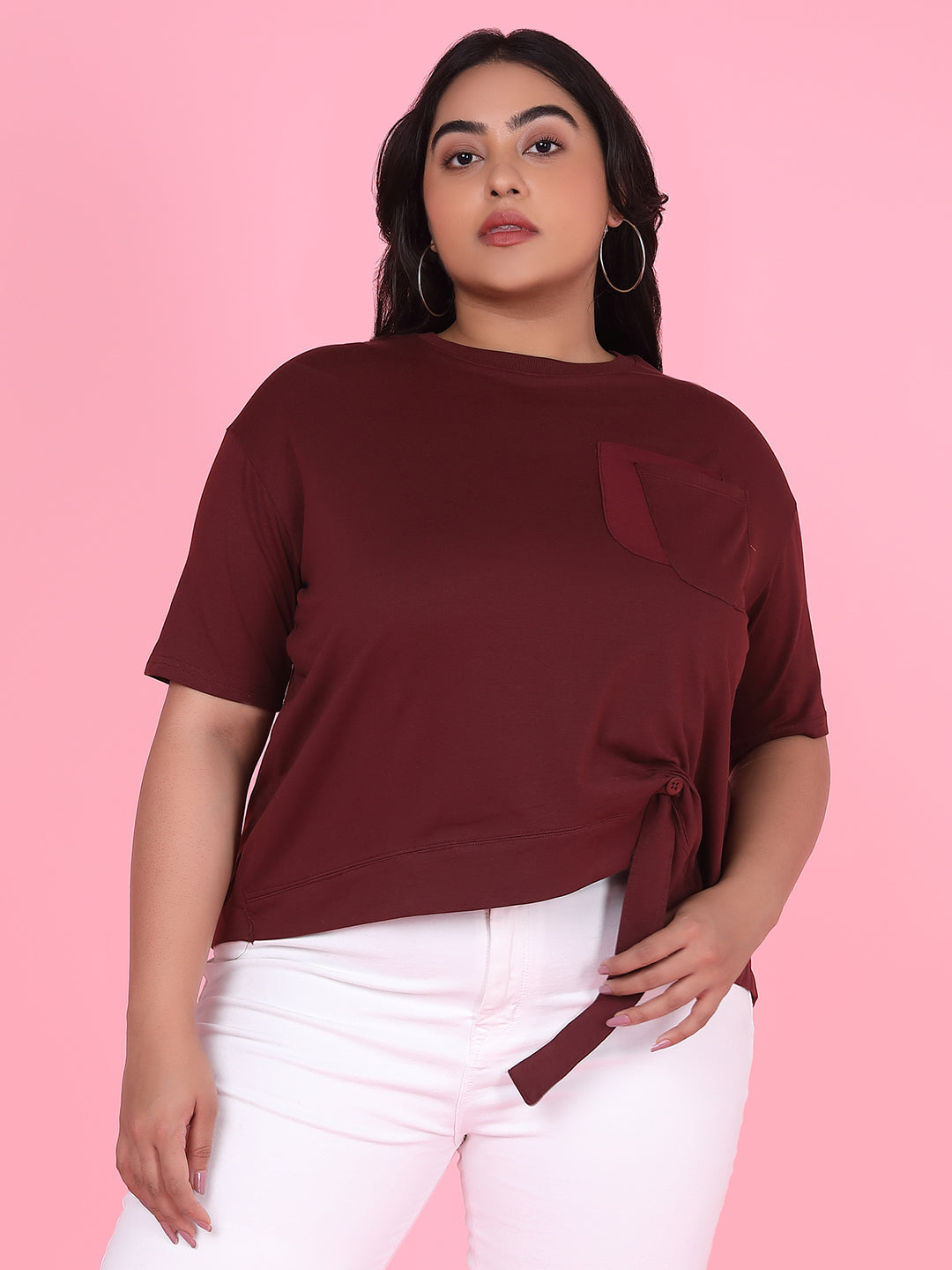 Women Solid Maroon Top