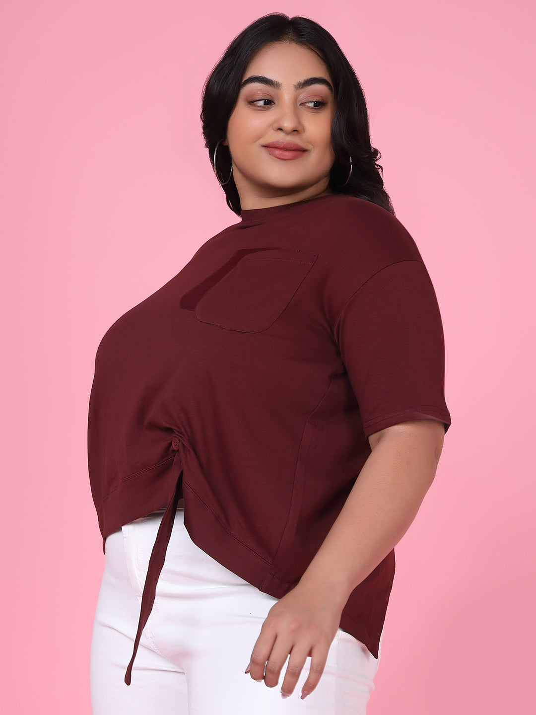 Women Solid Maroon Top