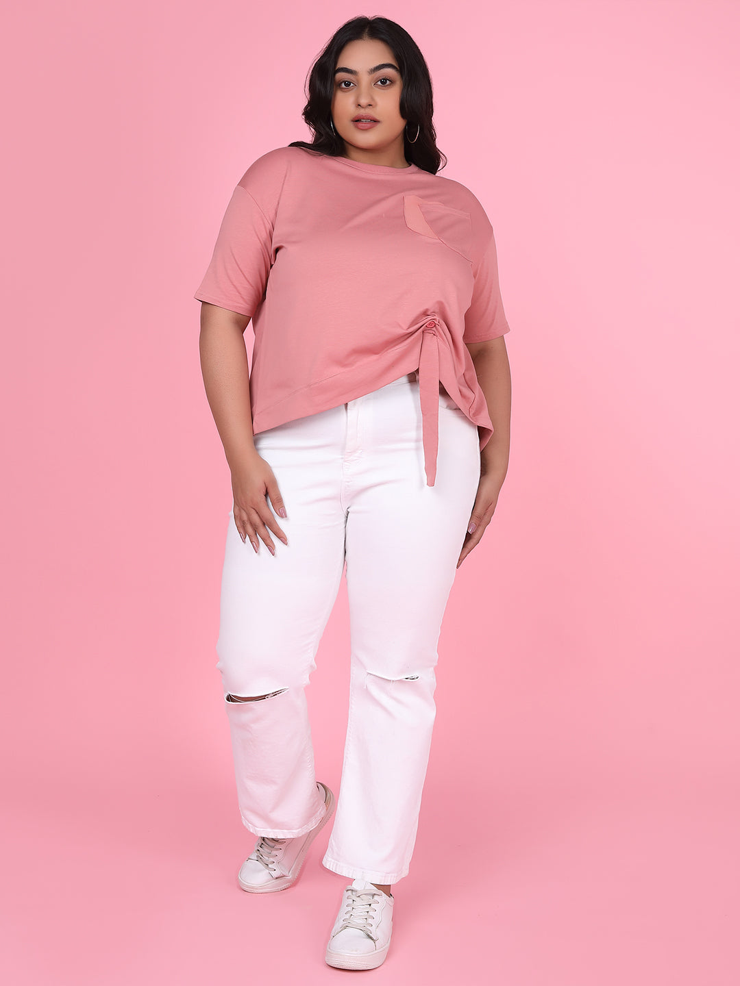 Women Solid Peach Top