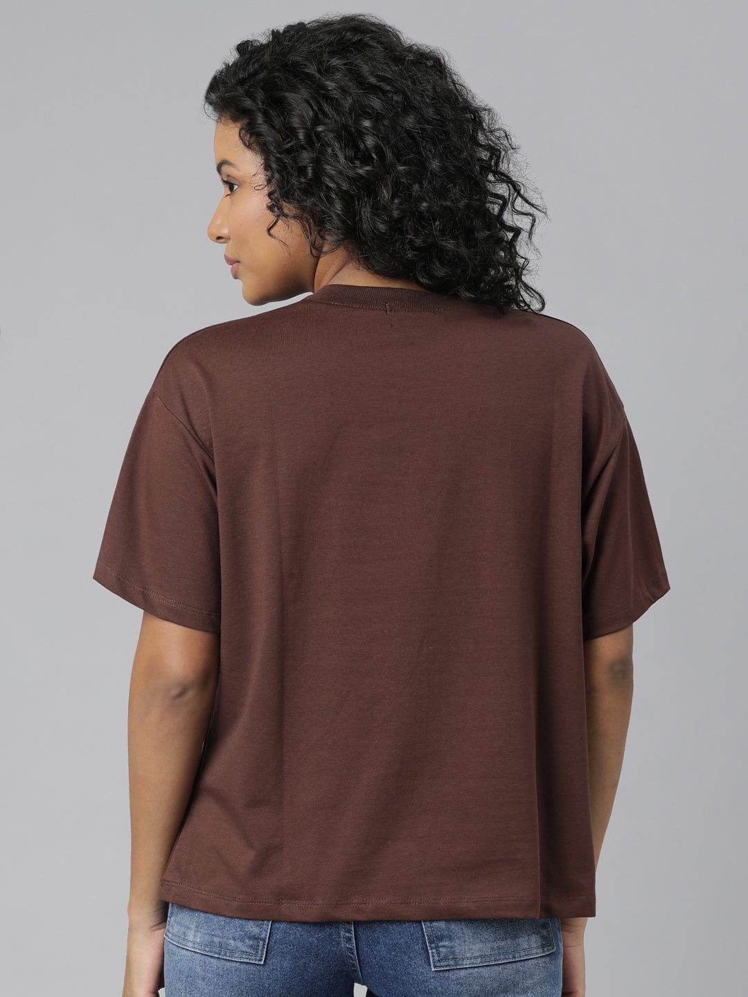 Women Solid Brown T Shirt