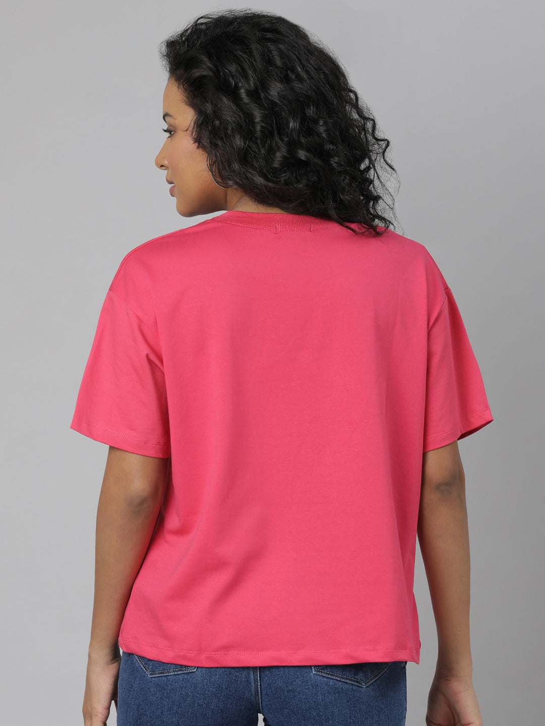Women Solid Pink T Shirt