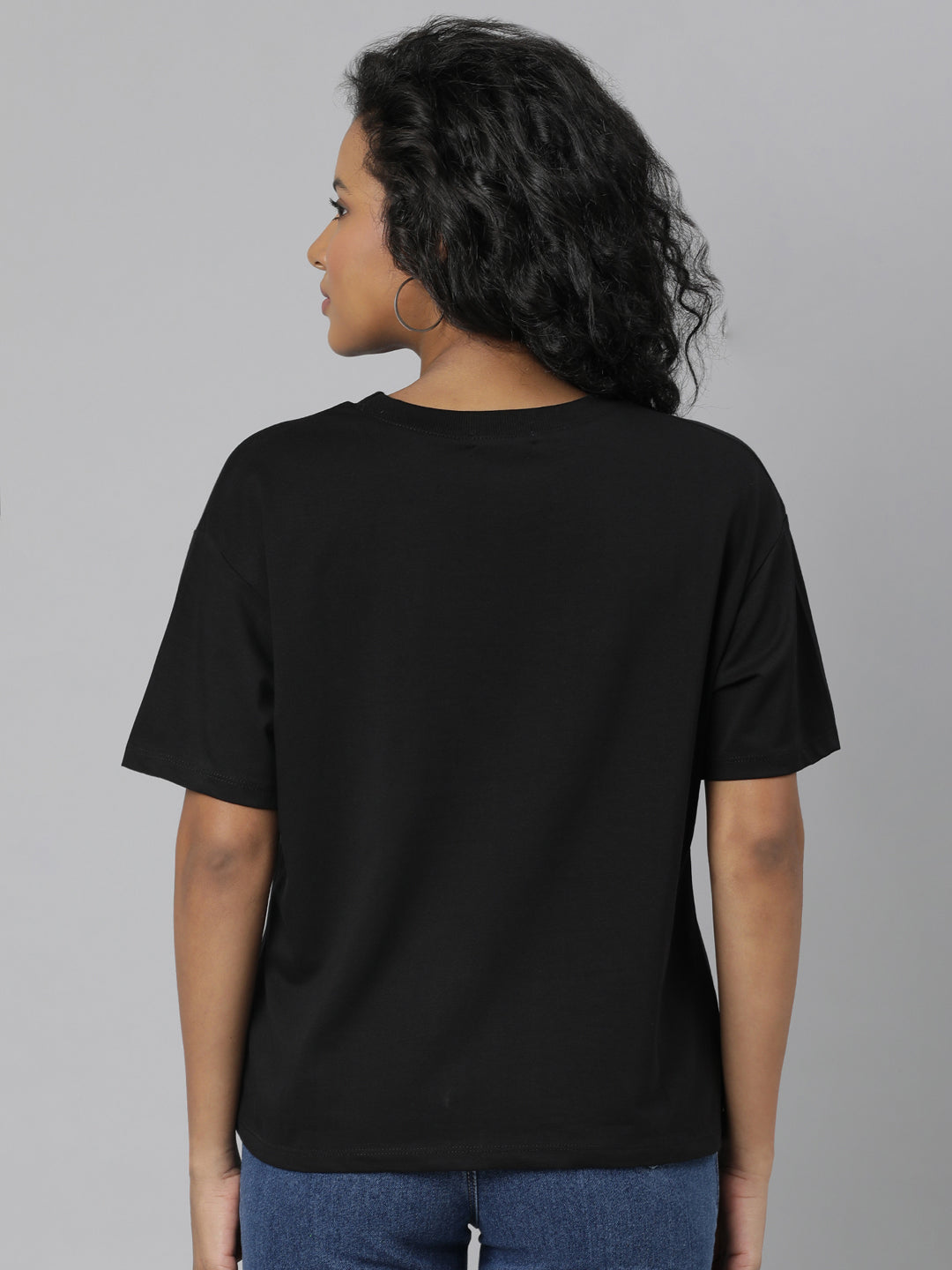 Women Solid Black T Shirt