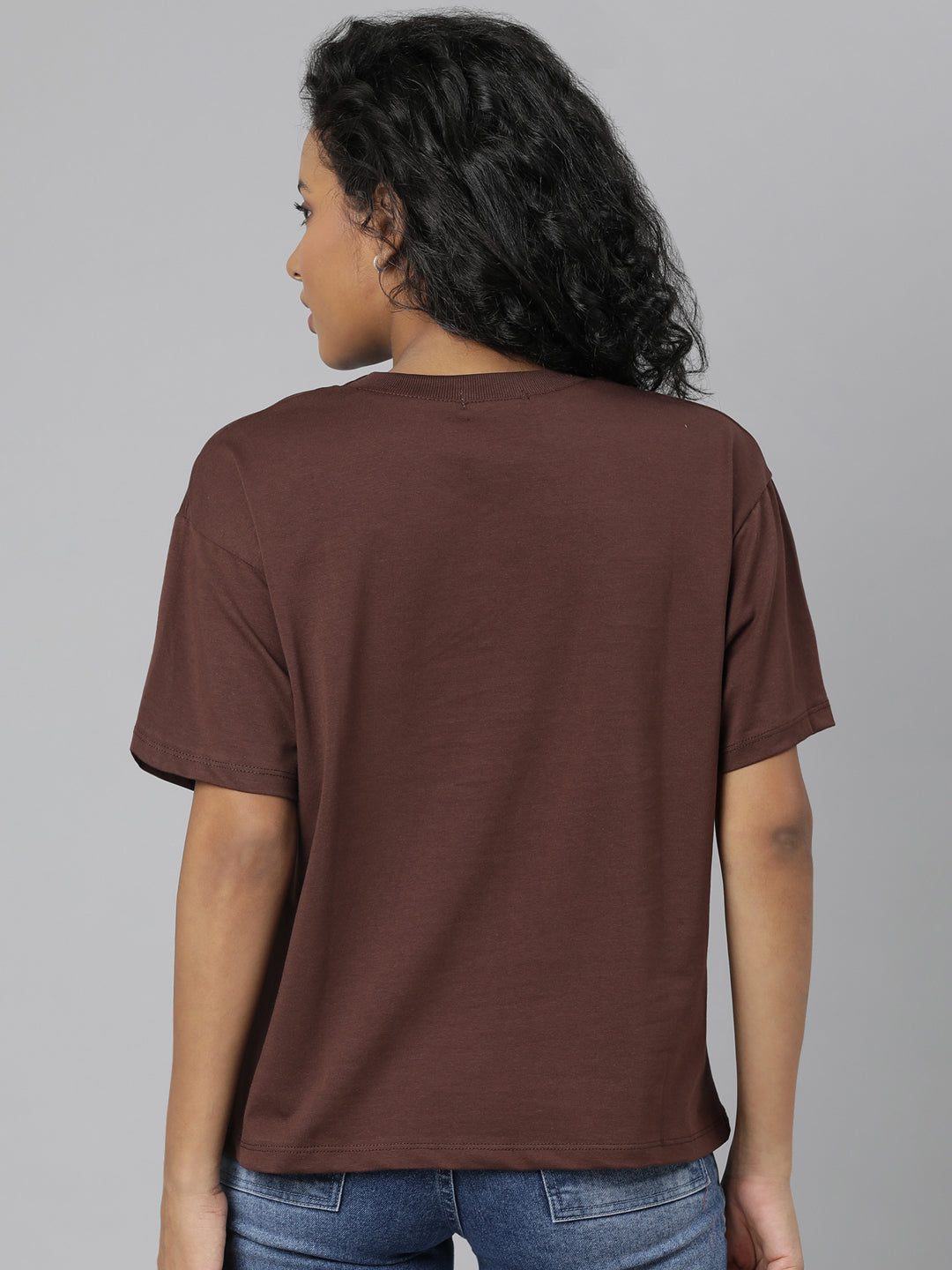 Women Solid Brown T Shirt