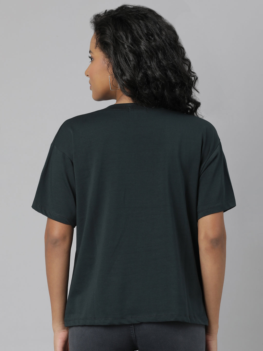 Women Solid Green T Shirt