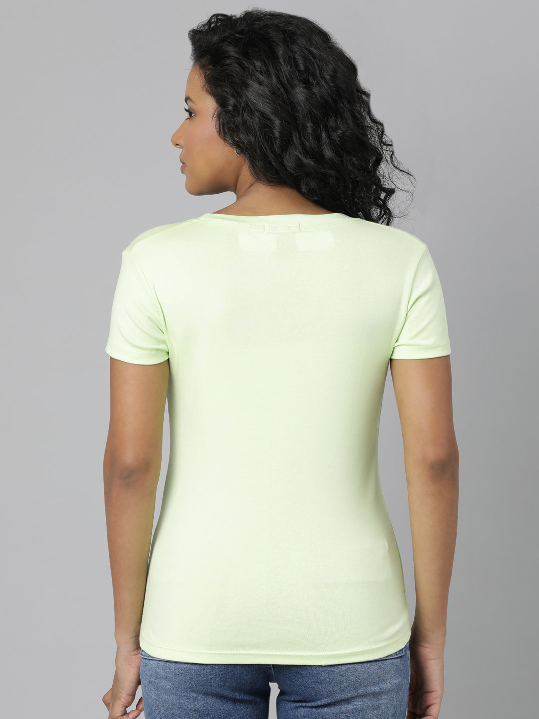 Women Lime Green Typography T Shirt