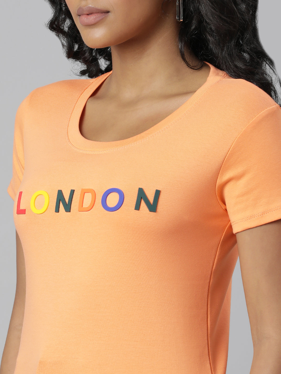 Women Orange Typography T Shirt