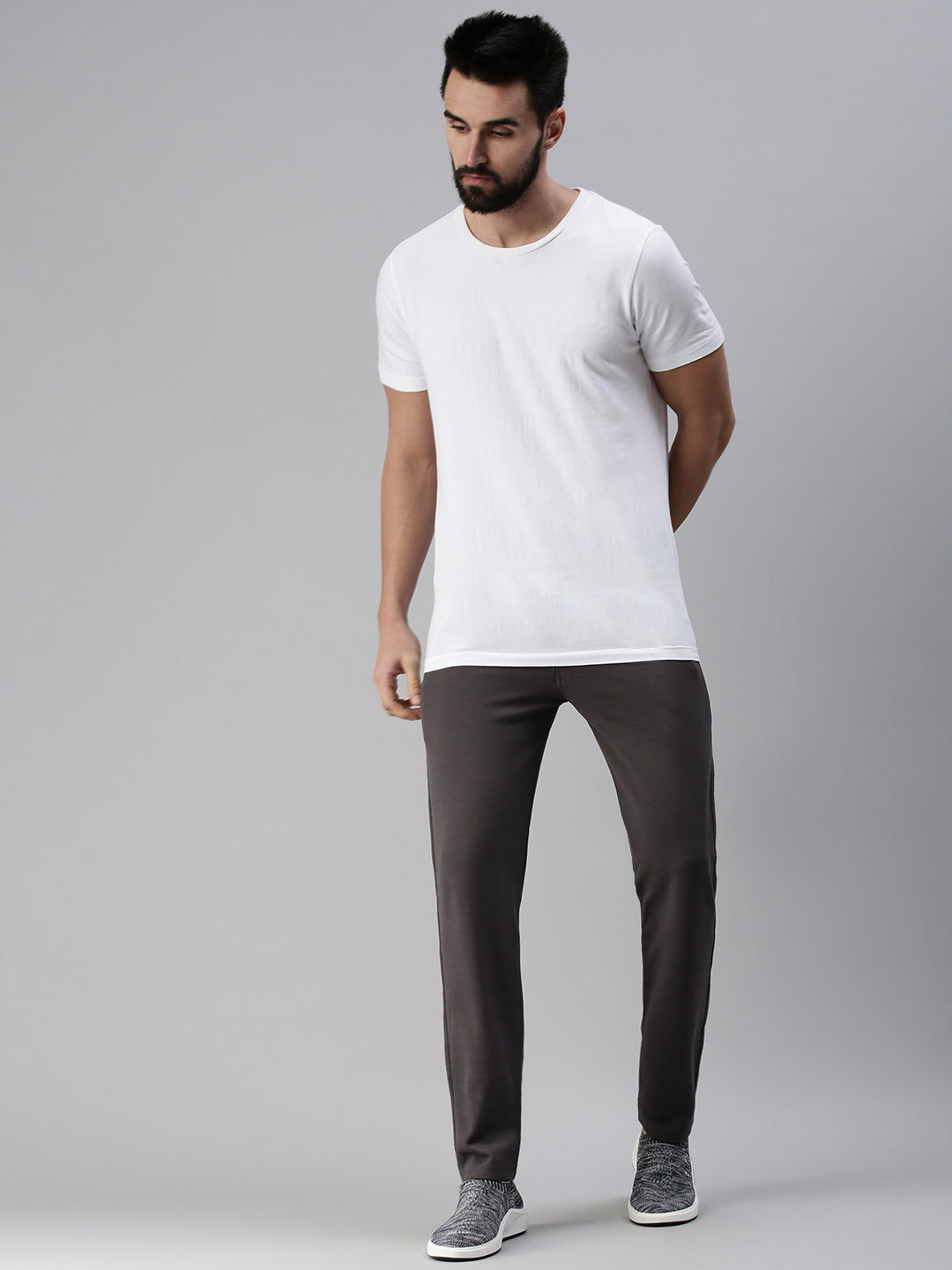 Men Solid Grey Straight Fit Trackpant