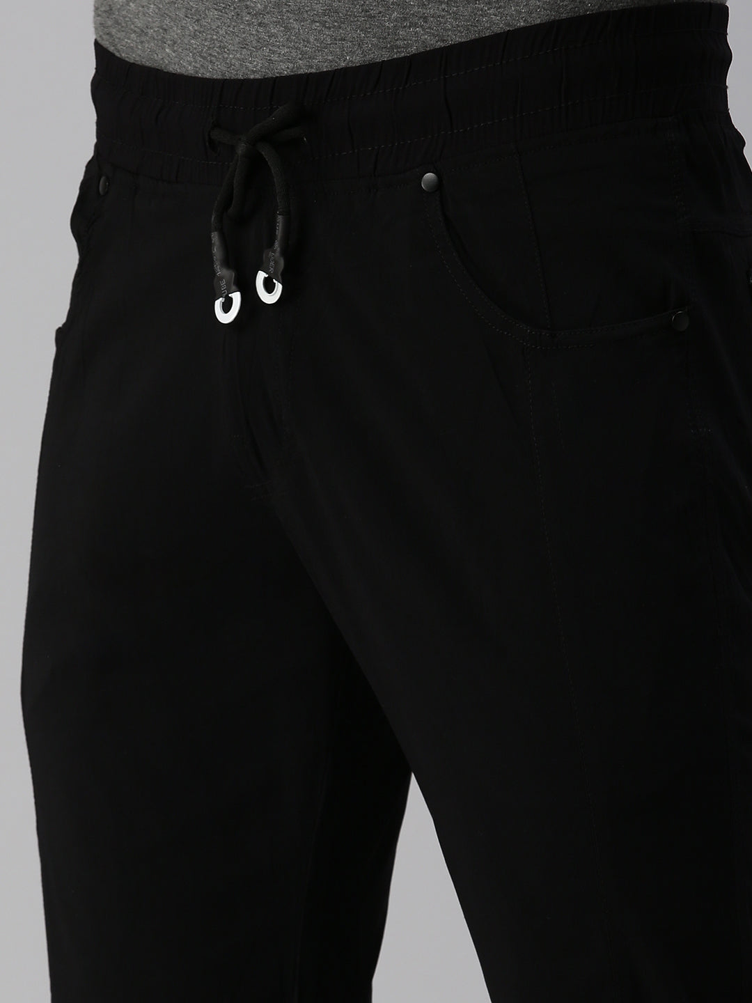 Men Solid Black Regular Fit Trackpant