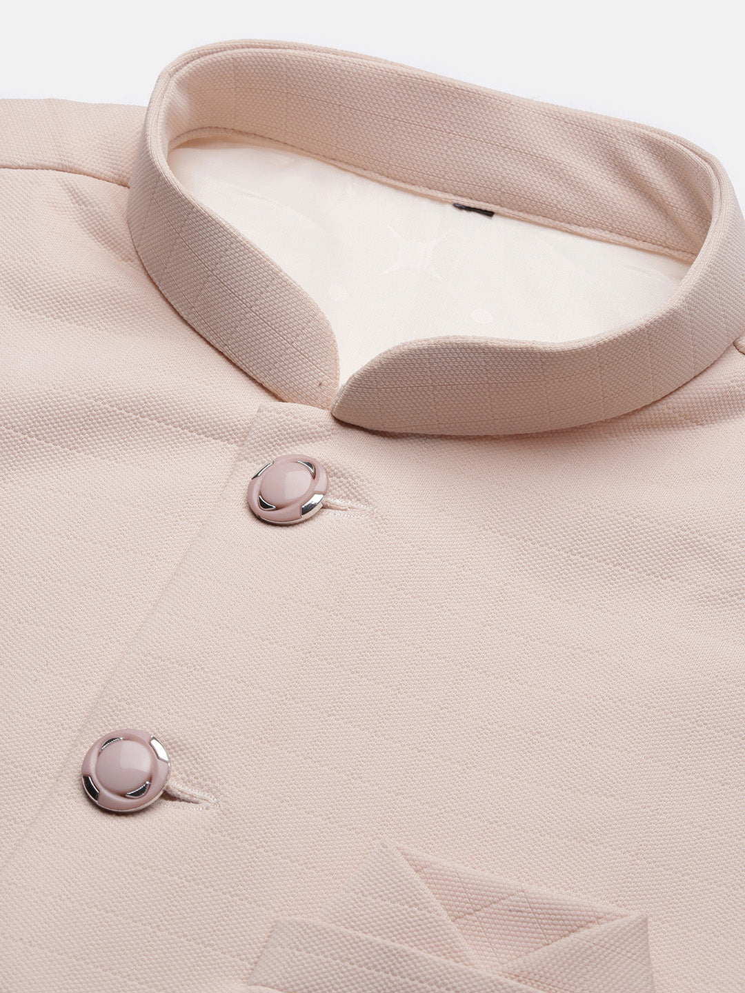 Men Solid Peach Nehru Jacket