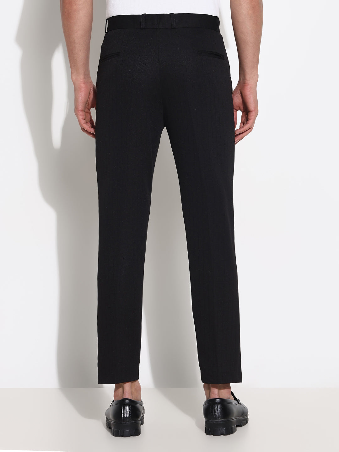 Men Black Solid Formal Trousers