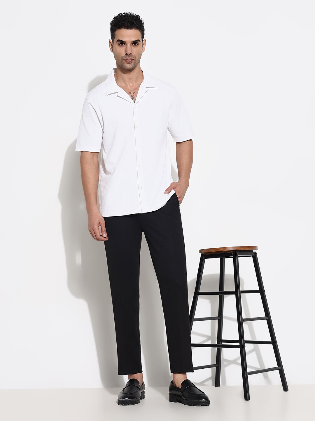 Men Black Solid Formal Trousers