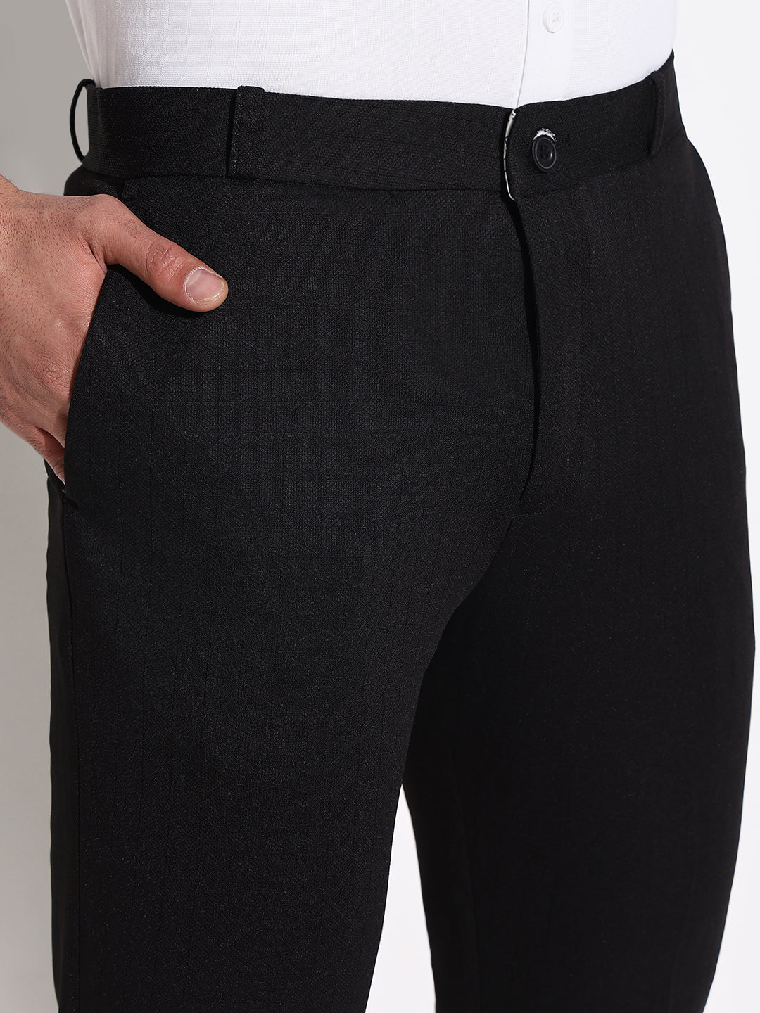 Men Black Solid Formal Trousers