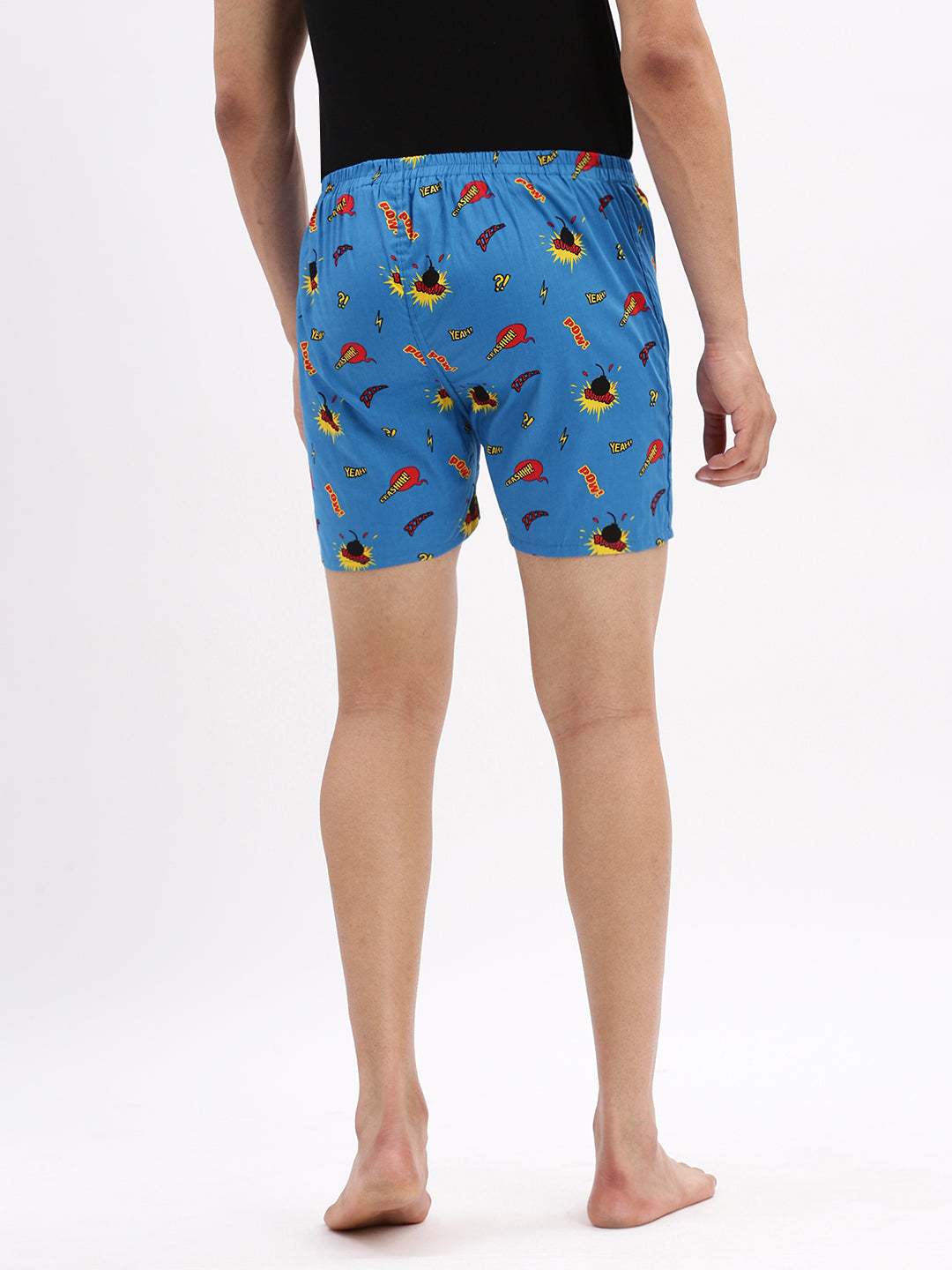 Men Printed Cotton Blue Boxer