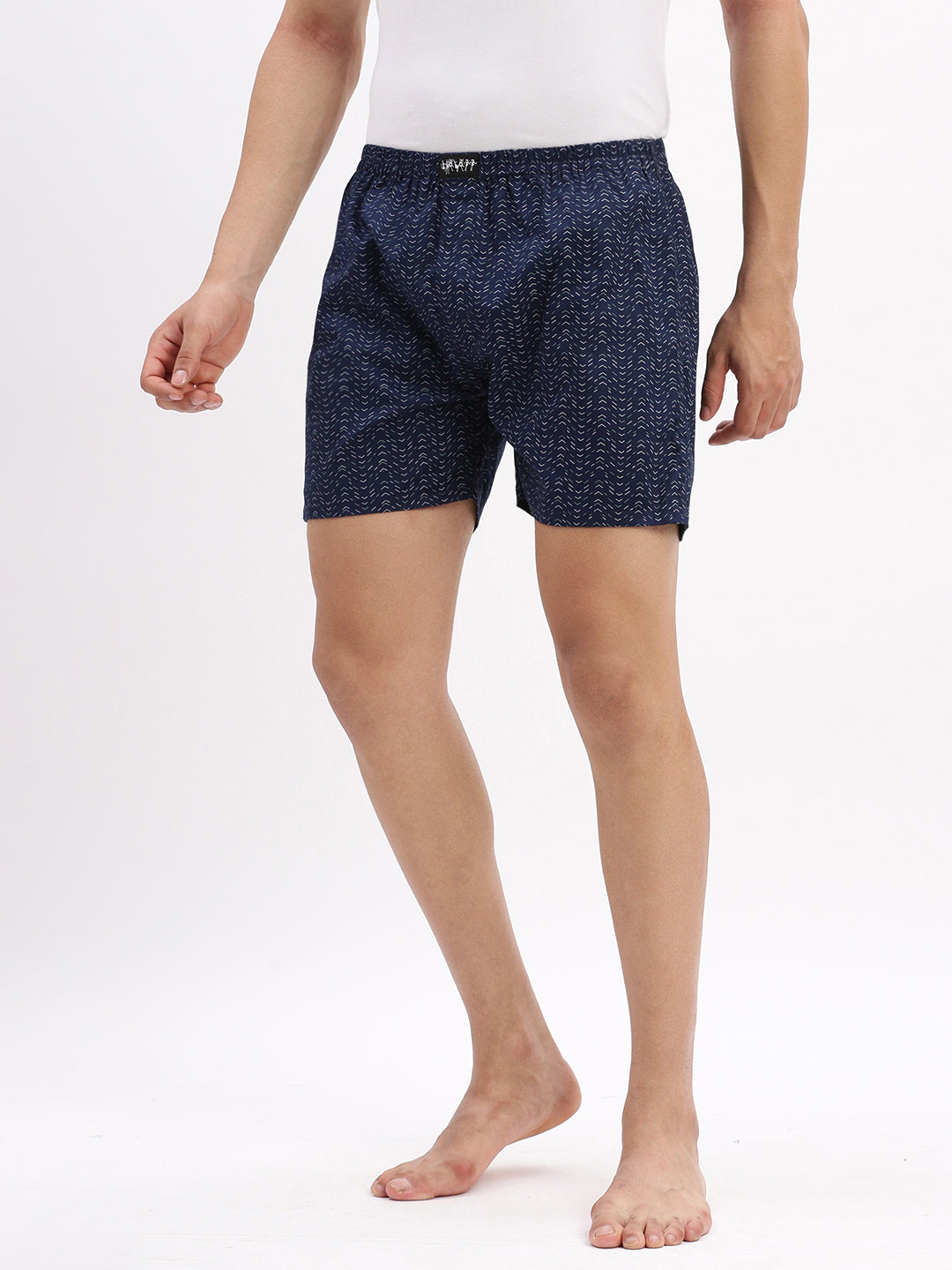 Men Printed Cotton Navy Blue Boxer