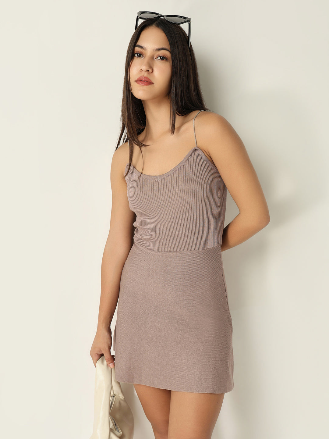 Women Solid Grey Fit and Flare Dress