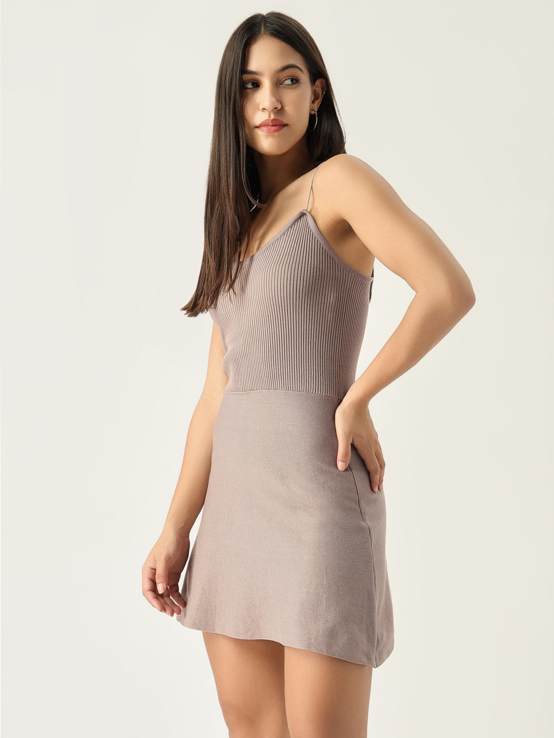 Women Solid Grey Fit and Flare Dress