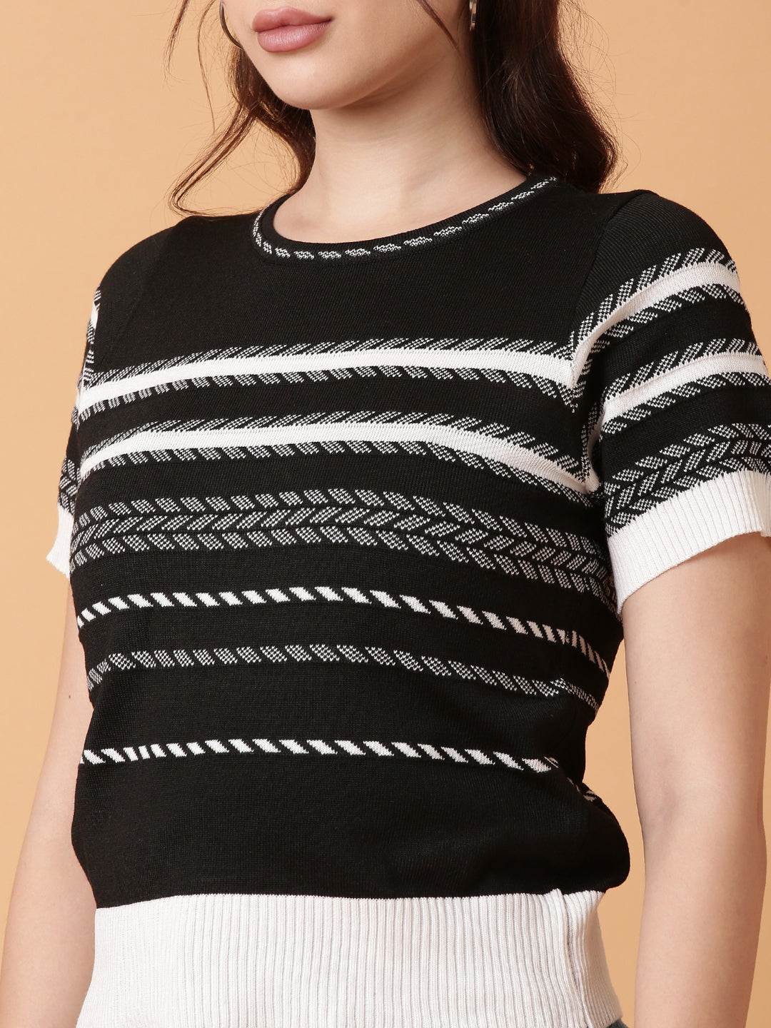 Women Black Striped Top