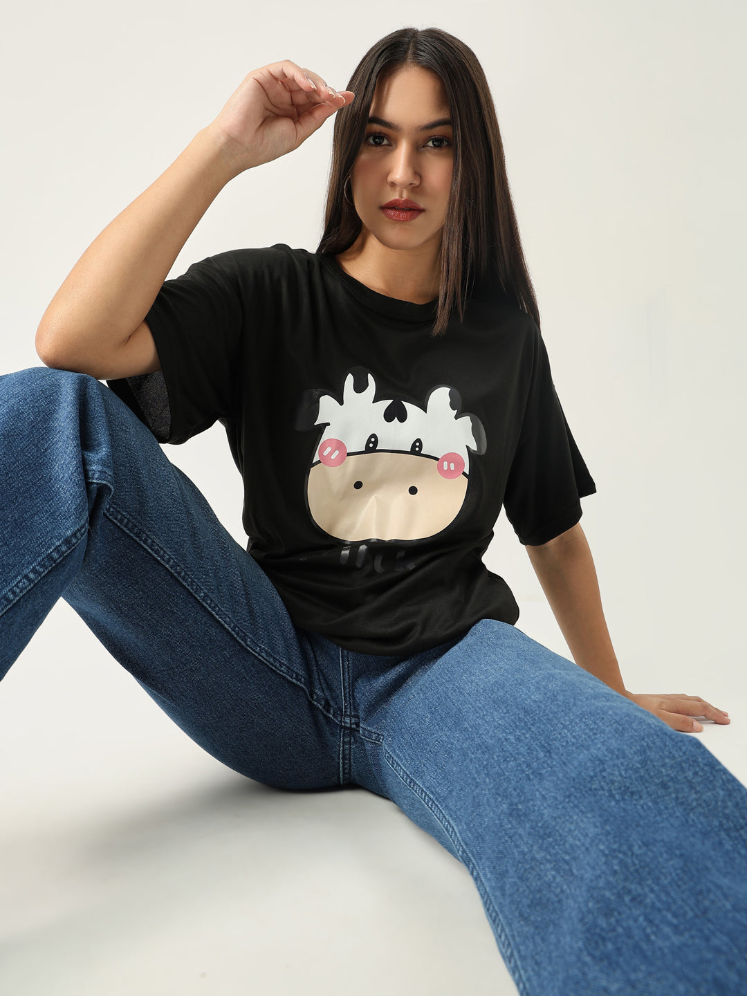 Women Graphic Black T Shirt