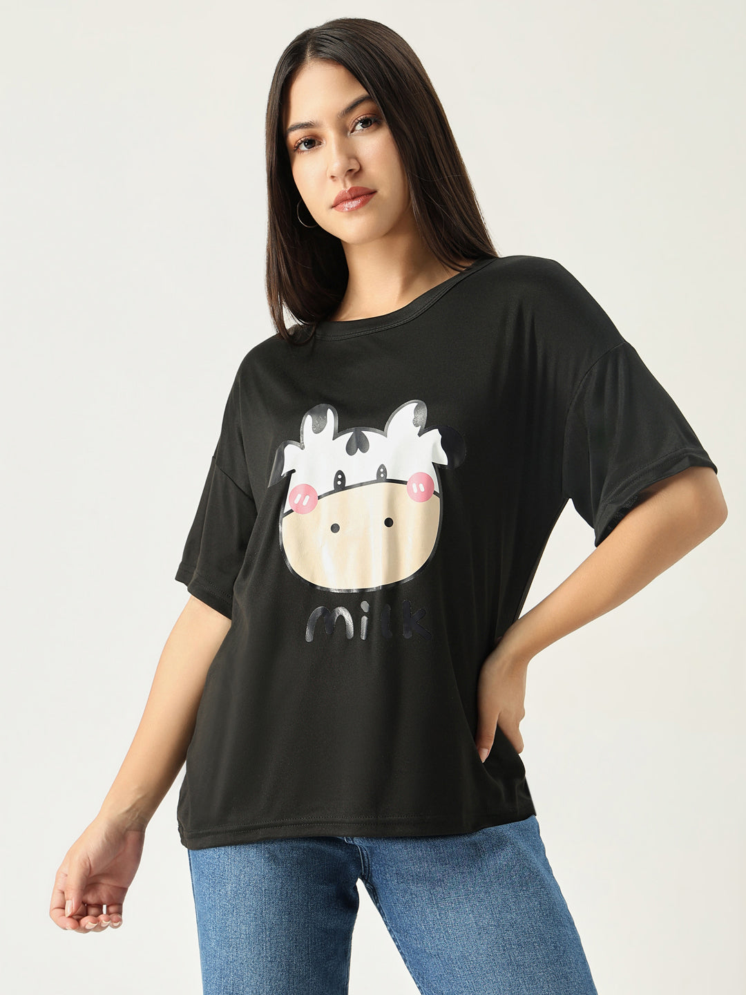 Women Graphic Black T Shirt