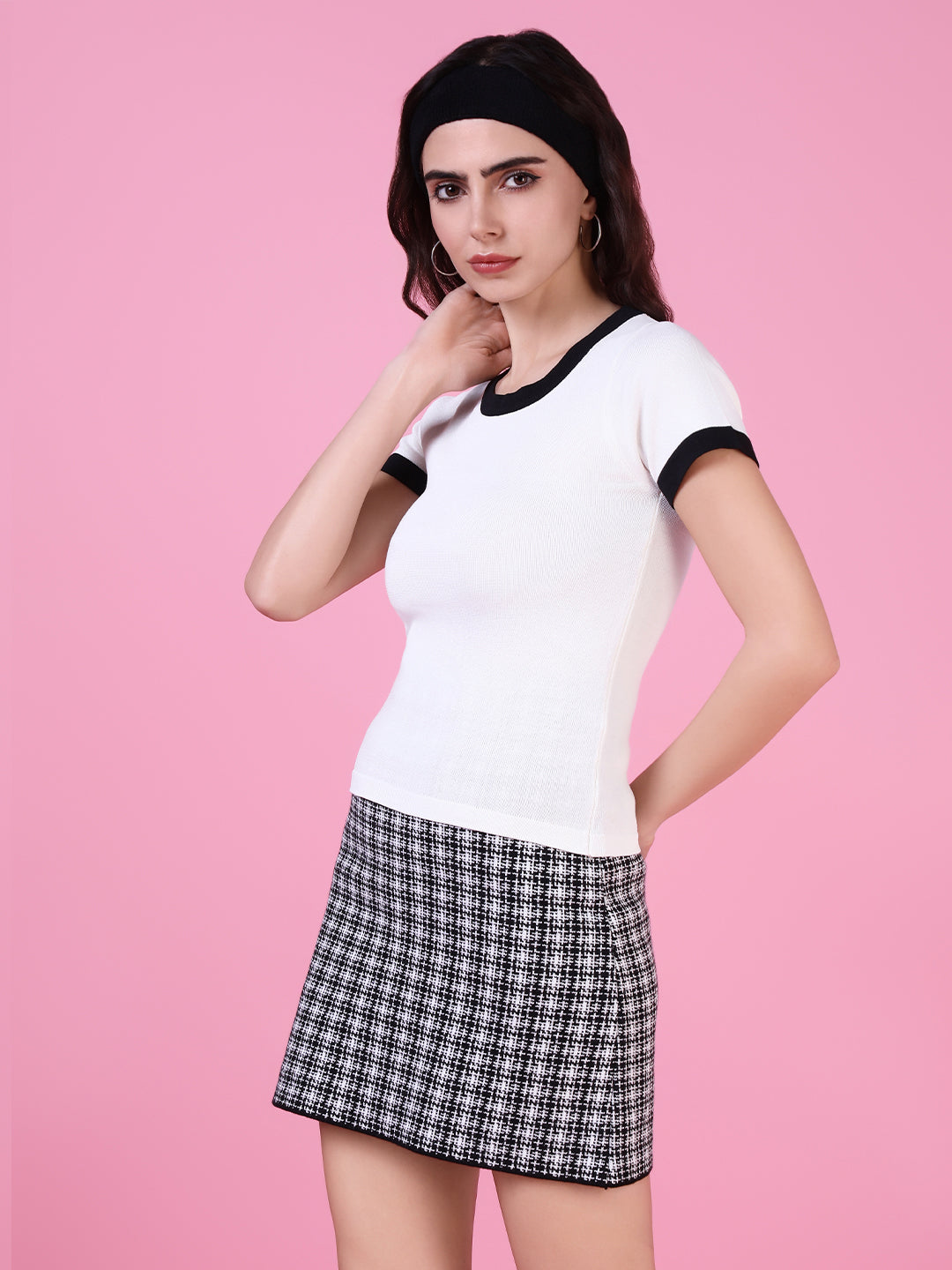 Women White Solid Fitted Top