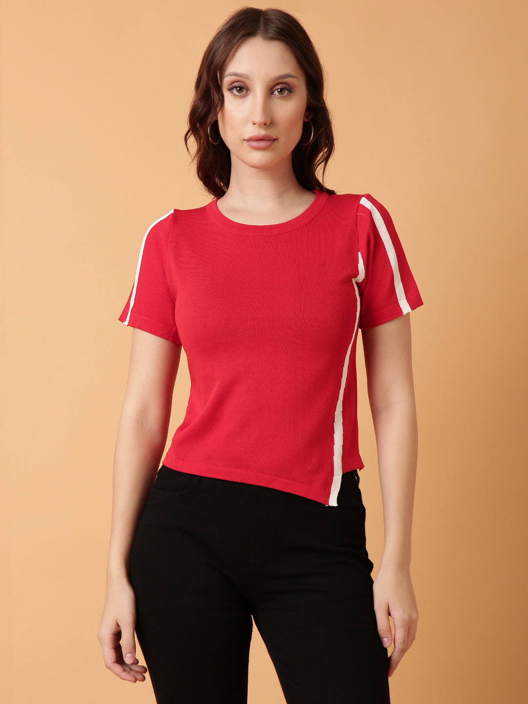 Women Red Solid Top