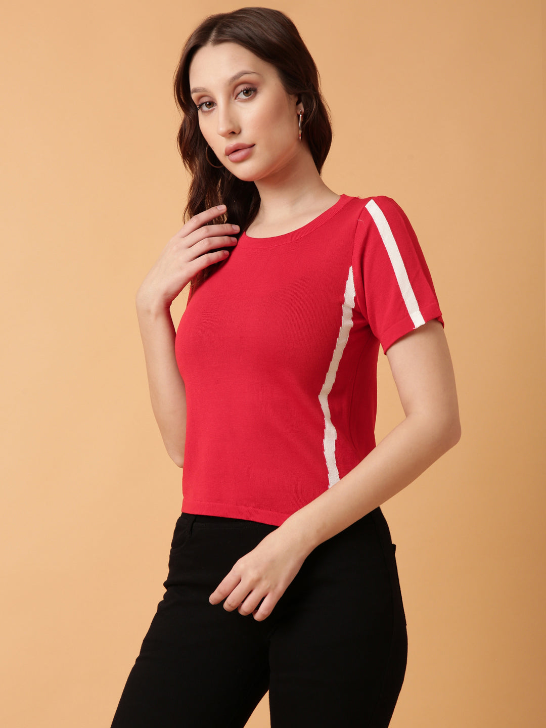 Women Red Solid Top