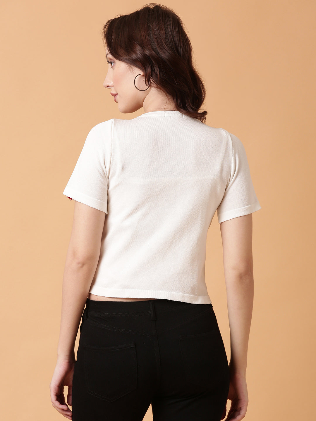 Women White Solid Top