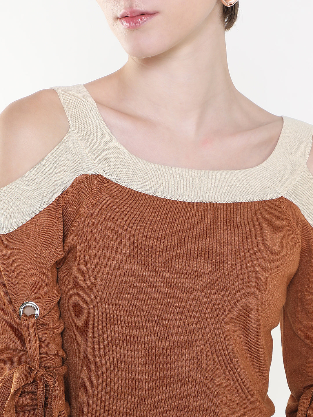 Women Solid Camel Brown Top