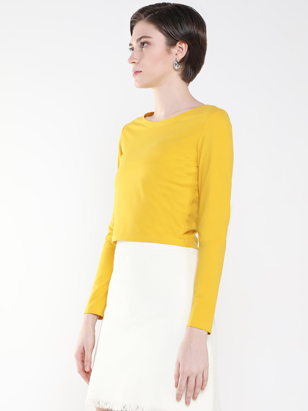 Women Solid Yellow Top