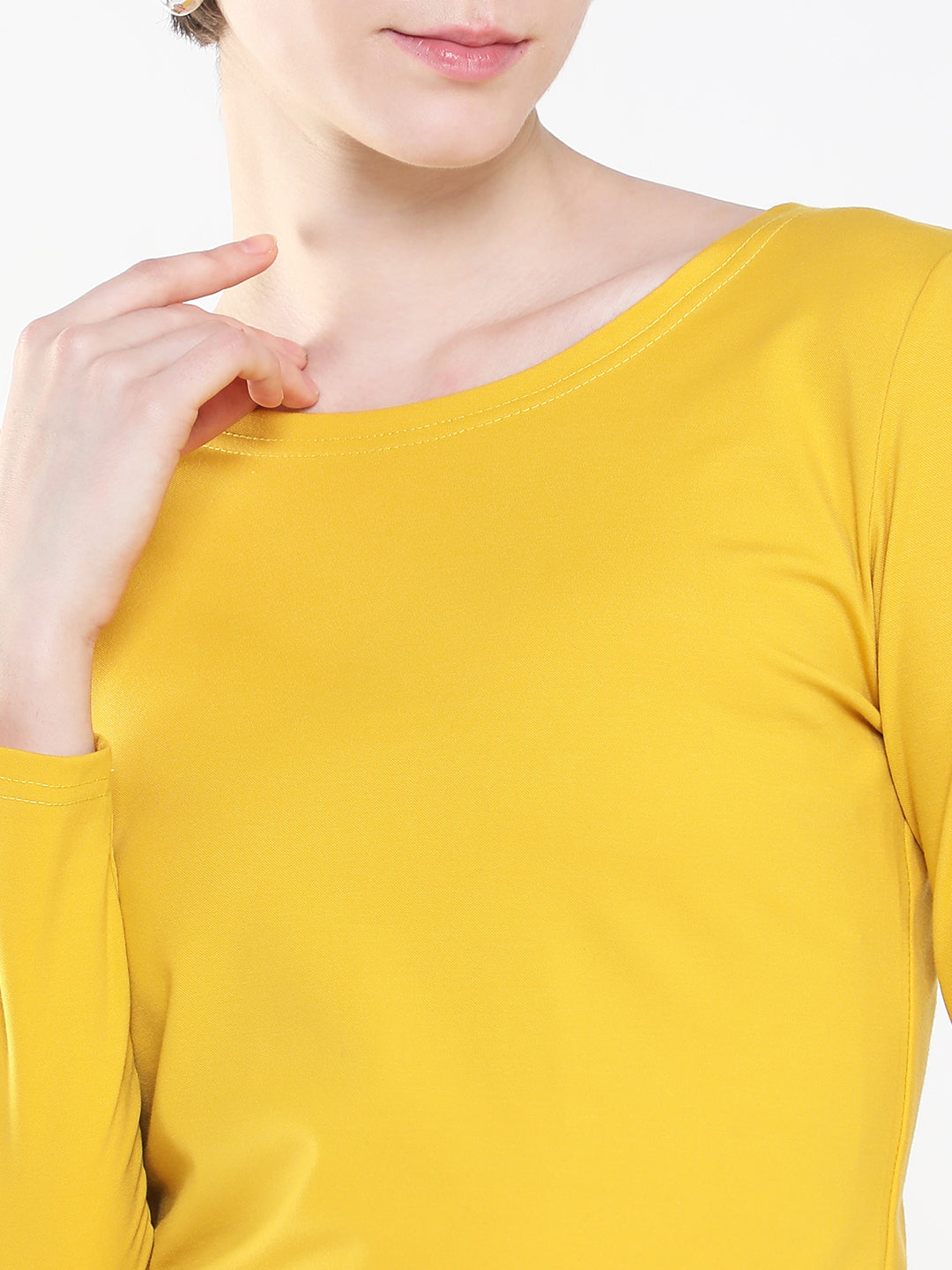 Women Solid Yellow Top